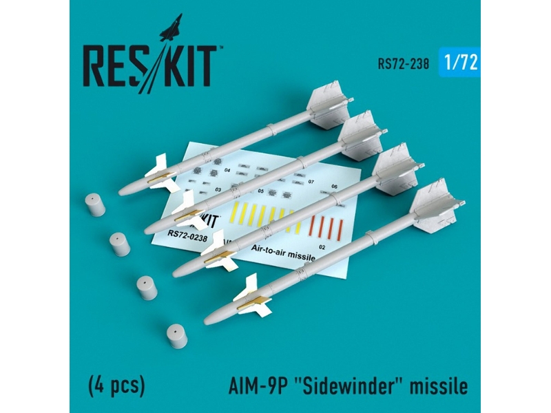 Aim-9p Sidewinder Missile (4 Pcs) F-4, F-5, F-16, F-15, F-14, Mirage F.1, Harrier, Mirage Iii, Hawk, Mirage 2000 - zdjęcie 1 Aim-9p Sidewinder Missile (4 Pcs) F-4, F-5, F-16, F-15, F-14, Mirage F.1, Harrier, Mirage Iii, Hawk, Mirage 2000 - zdjęcie 1