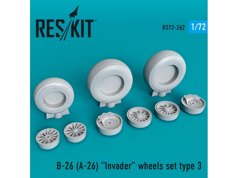 B-26 (A-26) Invader Wheels Set Type 3 - zdjęcie 1 B-26 (A-26) Invader Wheels Set Type 3 - zdjęcie 1