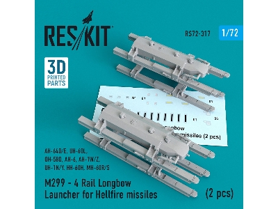 M299 - 4 Rail Longbow Launcher For Hellfire Missiles (2 Pcs) (Ah-64d/E, Uh-60l, Oh-58d, Ah-6, Ah-1w/Z, Uh-1n/Y, Hh-60h, Mh-60r/S