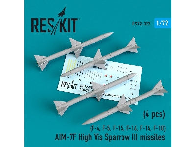 Aim-7f High Vis Sparrow Iii Missiles 4pcs F-4, F-5, F-15, F-16, F-14, F-18 - zdjęcie 1