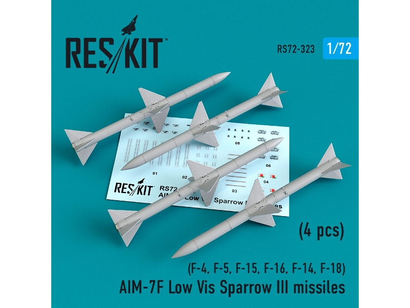 Aim-7f Low Vis Sparrow Iii Missiles 4pcs F-4, F-5, F-15, F-16, F-14, F-18 - zdjęcie 1 Aim-7f Low Vis Sparrow Iii Missiles 4pcs F-4, F-5, F-15, F-16, F-14, F-18 - zdjęcie 1