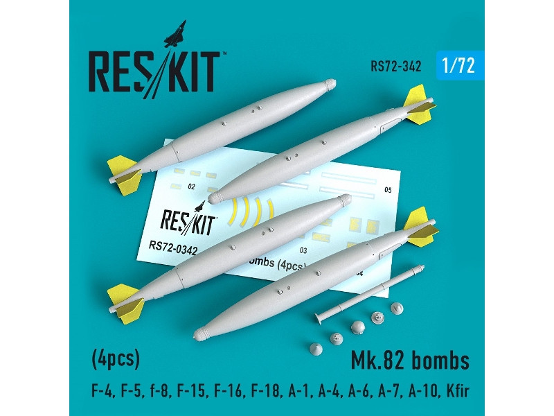 Mk.82 Bombs (4pcs)(F-4, F-5, F-8, F-15, F-16, F-18, A-1, A-4, A-6, A-7, A-10, Kfir) - zdjęcie 1