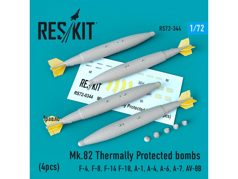 Mk.82 Thermally Protected Bombs (4pcs)(F-4, F-8, F-14, F-18, A-1, A-4, A-6, A-7, Av-8b) - zdjęcie 1 Mk.82 Thermally Protected Bombs (4pcs)(F-4, F-8, F-14, F-18, A-1, A-4, A-6, A-7, Av-8b) - zdjęcie 1