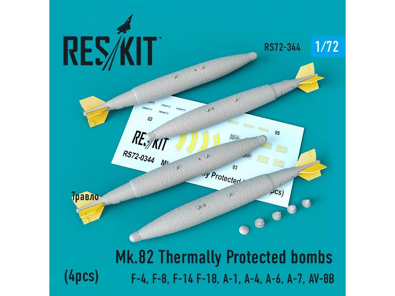 Mk.82 Thermally Protected Bombs (4pcs)(F-4, F-8, F-14, F-18, A-1, A-4, A-6, A-7, Av-8b) - zdjęcie 1