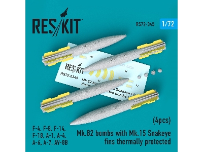 Mk.82 Bombs With Mk.15 Snakeye Fins Thermally Protected (4pcs)(F-4, F-8, F-14, F-18, A-1, A-4, A-6, A-7, Av-8b) - zdjęcie 1