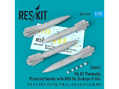 Mk.82 Thermally Protected Bombs With Bsu-86 Snakeye Ii Fins (4pcs) (F-4, F-5, F-8, F-15, F-16, F-18, A-1, A-4, A-6, A-7, A-10, K