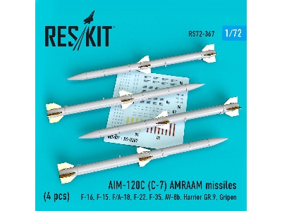 Aim-120c C-7 Amraam Missiles 4 Pcs F-16, F-15, F/A-18, F-22, F-35, Av-8b, Harrier Gr.9, Gripen - zdjęcie 1