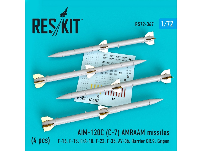 Aim-120c C-7 Amraam Missiles 4 Pcs F-16, F-15, F/A-18, F-22, F-35, Av-8b, Harrier Gr.9, Gripen - zdjęcie 1