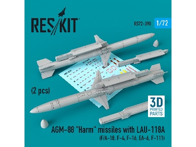 Agm-88 Harm Missiles With Lau-118a (2 Pcs) (F/A-18, F-4, F-16, Ea-6, F-111) (1/72) - zdjęcie 1