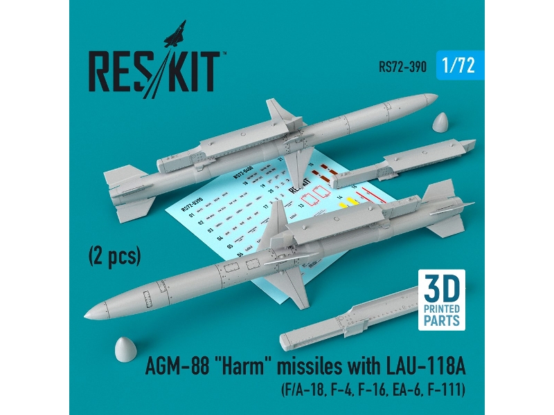 Agm-88 Harm Missiles With Lau-118a (2 Pcs) (F/A-18, F-4, F-16, Ea-6, F-111) (1/72) - zdjęcie 1 Agm-88 Harm Missiles With Lau-118a (2 Pcs) (F/A-18, F-4, F-16, Ea-6, F-111) (1/72) - zdjęcie 1