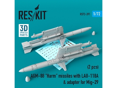 Agm-88 Harm Missiles With Lau-118 & Adapter For Mig-29 (2 Pcs) (1/72) - zdjęcie 1