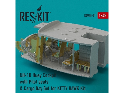 Uh-1d Huey Cockpit With Pilot Seats & Cargo Bay Set For Kitty Hawk Kit - zdjęcie 1