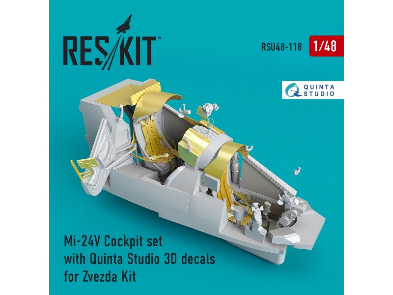 Mi-24 (V) Cockpit Set With Quinta Studio 3d Decals For Zvezda Kit - zdjęcie 1 Mi-24 (V) Cockpit Set With Quinta Studio 3d Decals For Zvezda Kit - zdjęcie 1