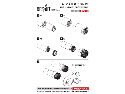 Ra-5c Vigilante Exhaust Nozzles Early Type For Trumpeter Kit - zdjęcie 3