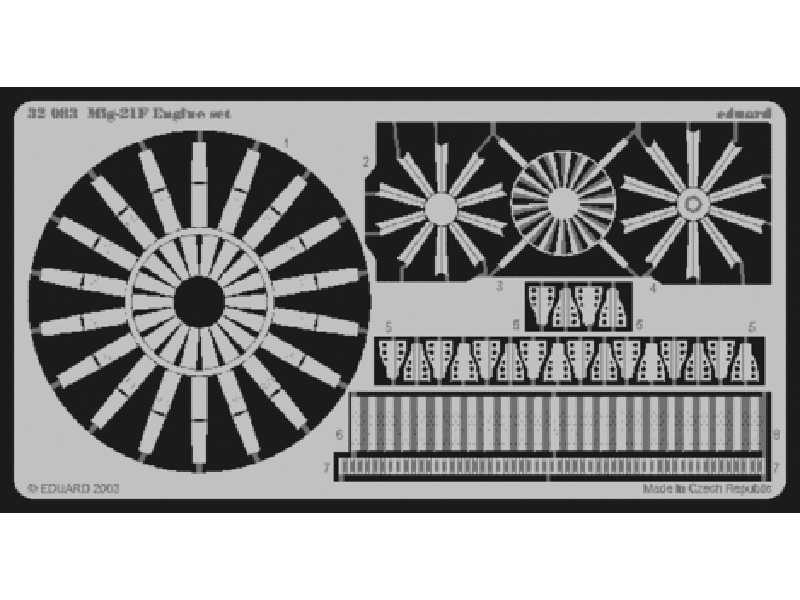  MiG-21F engine 1/32 - Trumpeter - blaszki - zdjęcie 1