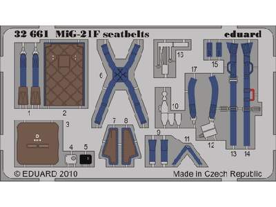  MiG-21F KM1 seatbelts 1/32 - Trumpeter - blaszki - zdjęcie 1