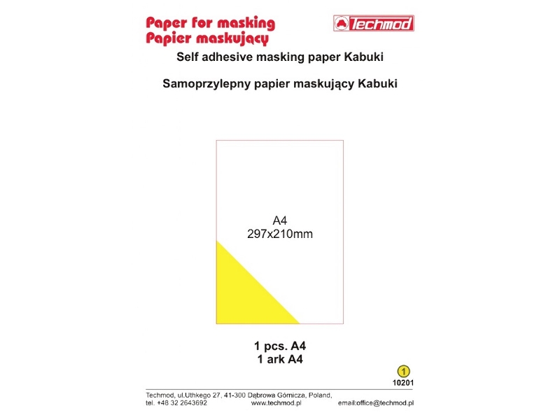 Samoprzylepny papier maskujący Kabuki A4 - 1 arkusz - zdjęcie 1 Samoprzylepny papier maskujący Kabuki A4 - 1 arkusz - zdjęcie 1