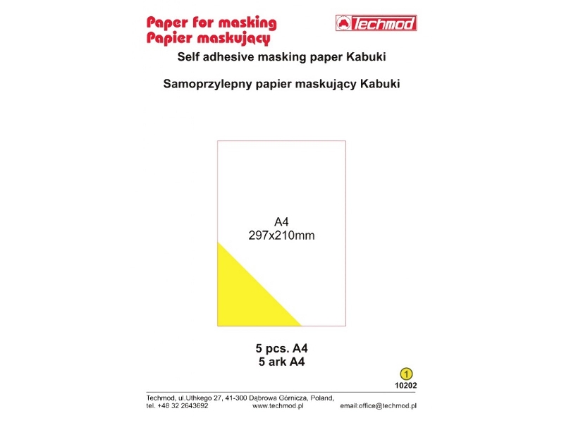 Samoprzylepny papier maskujący Kabuki A4 - 5 arkuszy - zdjęcie 1