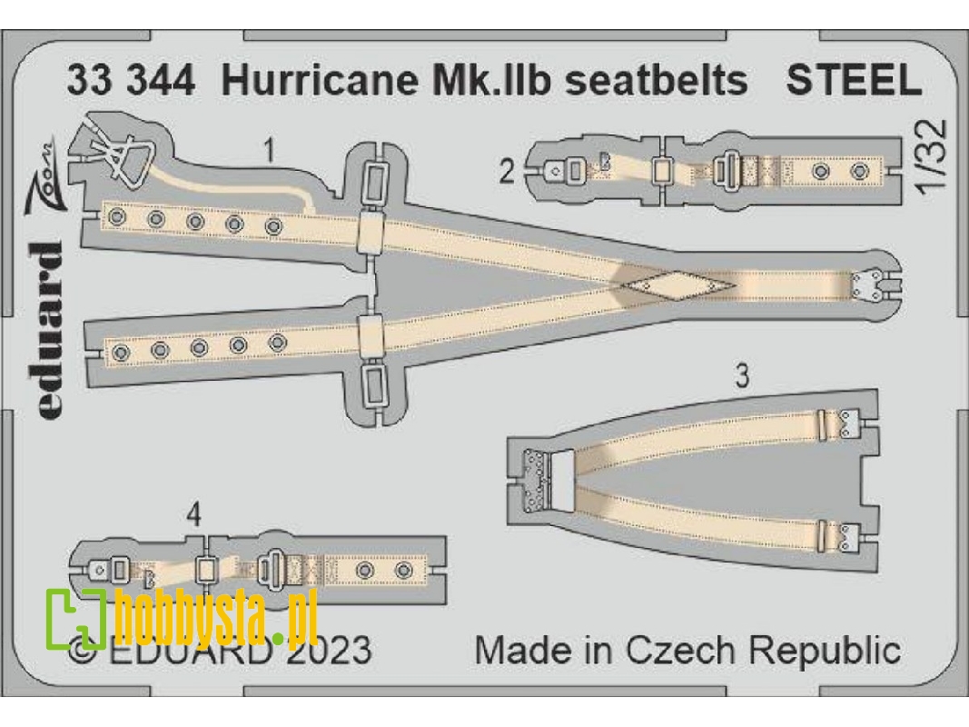 Hurricane Mk. IIb seatbelts STEEL 1/32 - REVELL - zdjęcie 1