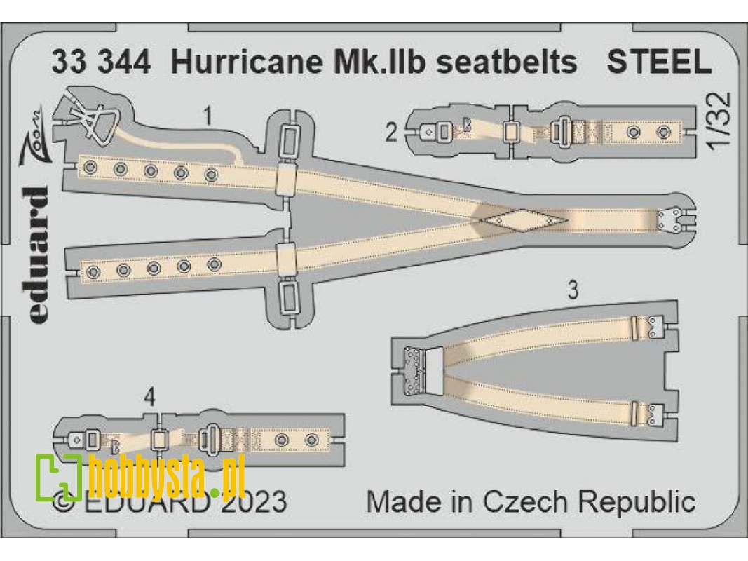 Hurricane Mk. IIb seatbelts STEEL 1/32 - REVELL - zdjęcie 1 Hurricane Mk. IIb seatbelts STEEL 1/32 - REVELL - zdjęcie 1