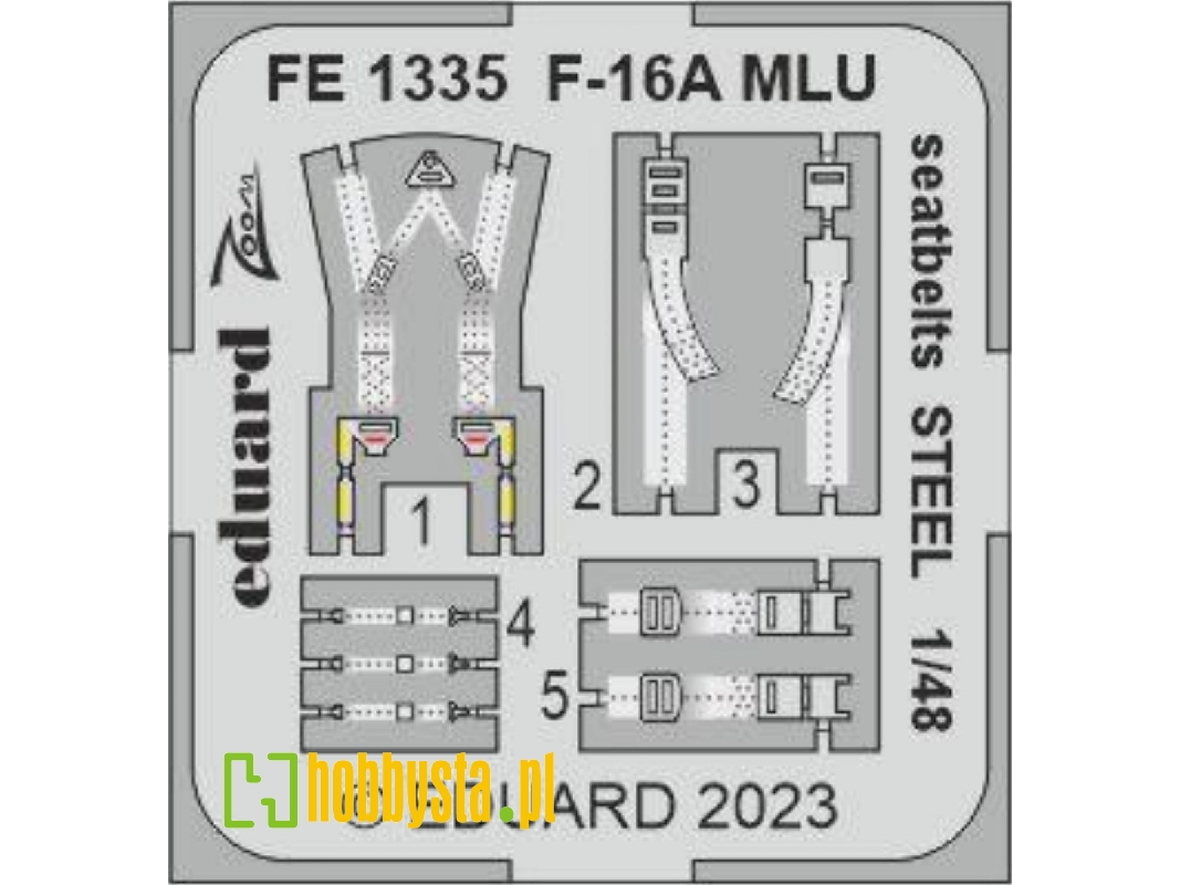 F-16A MLU seatbelts STEEL 1/48 - KINETIC MODEL - zdjęcie 1