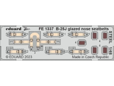 B-25J glazed nose seatbelts STEEL 1/48 - HONG KONG MODELS - zdjęcie 1