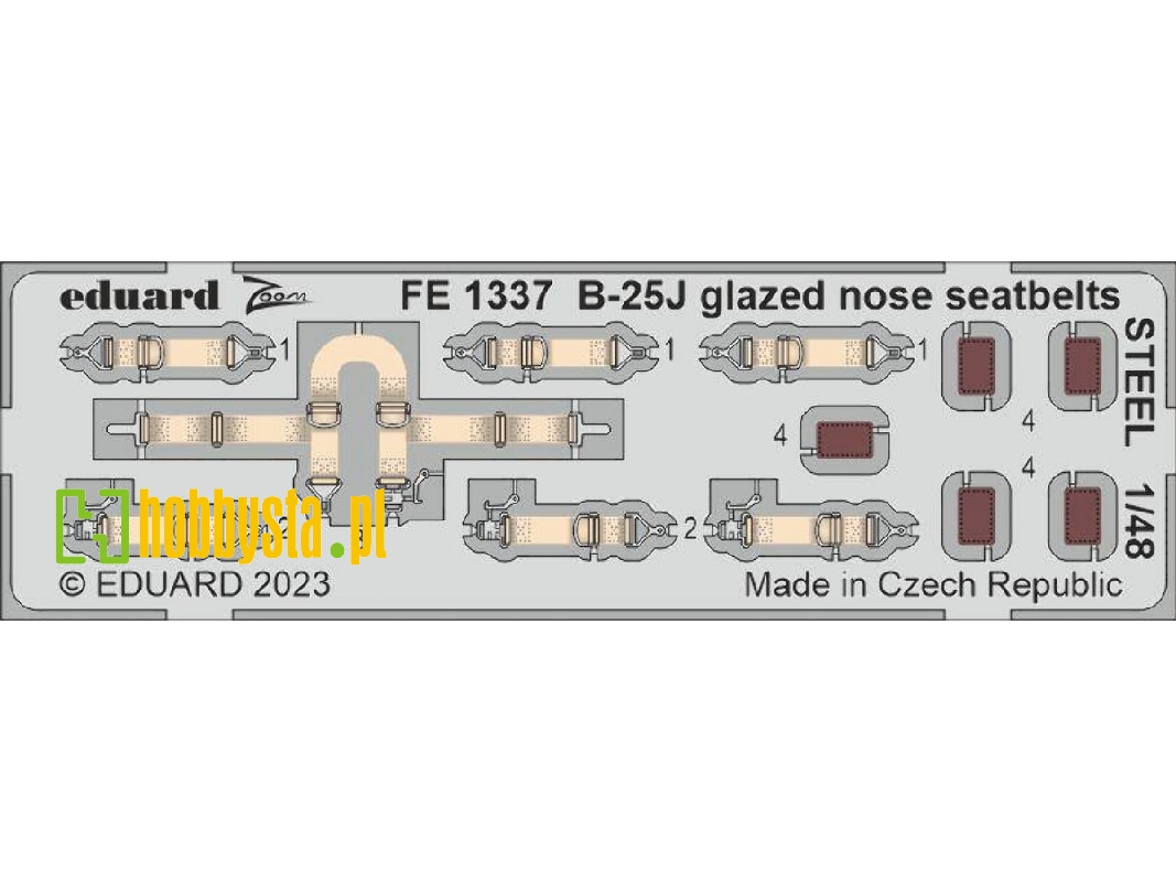 B-25J glazed nose seatbelts STEEL 1/48 - HONG KONG MODELS - zdjęcie 1