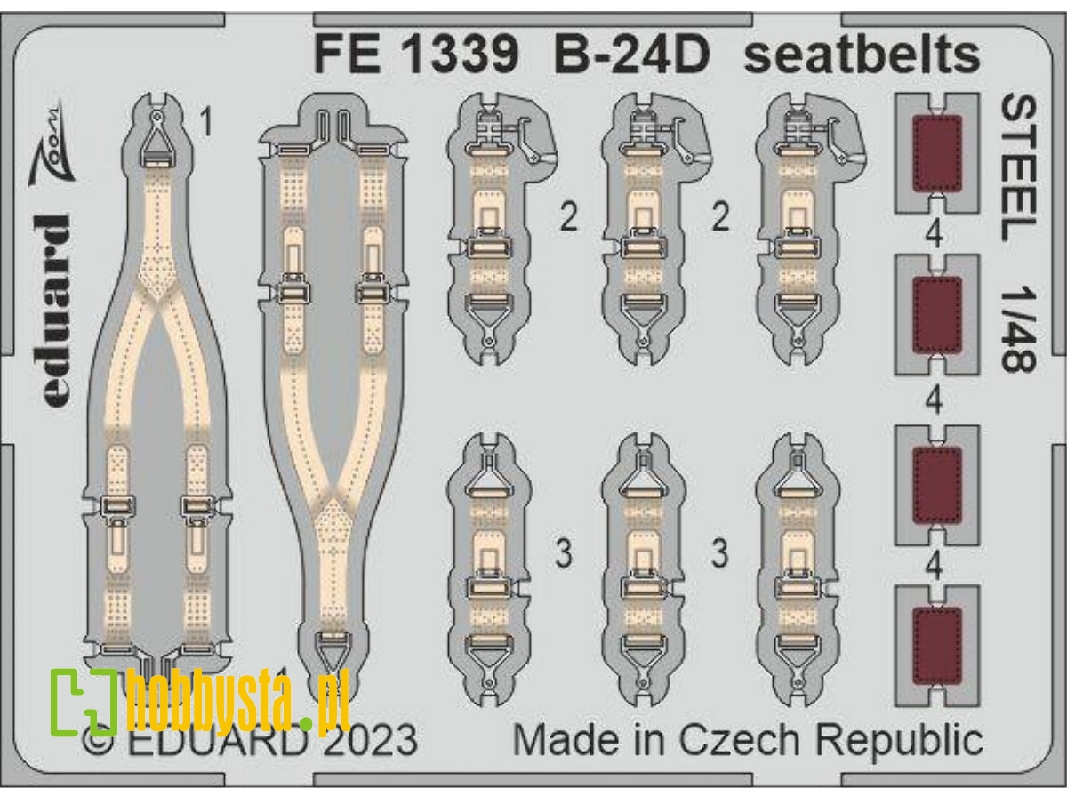 B-24D seatbelts STEEL 1/48 - REVELL - zdjęcie 1