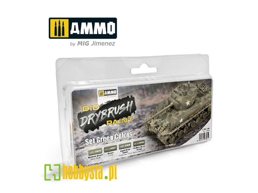 A.Mig 7301 Drybrush Set Green Colors - zdjęcie 1 A.Mig 7301 Drybrush Set Green Colors - zdjęcie 1