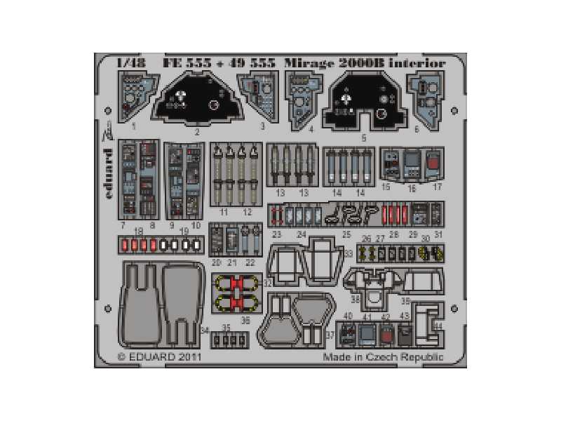  Mirage 2000B interior S. A. 1/48 - Kinetic - blaszki - zdjęcie 1