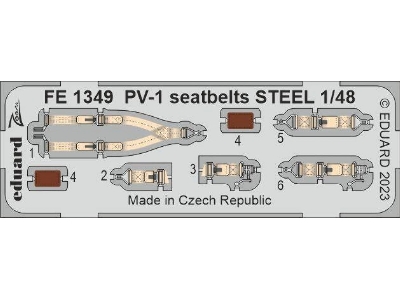 PV-1 seatbelts STEEL 1/48 - ACADEMY - zdjęcie 1