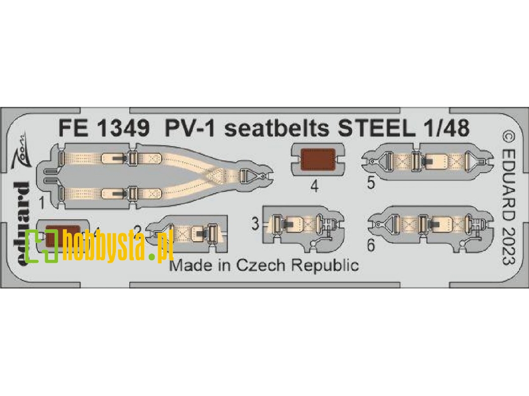 PV-1 seatbelts STEEL 1/48 - ACADEMY - zdjęcie 1