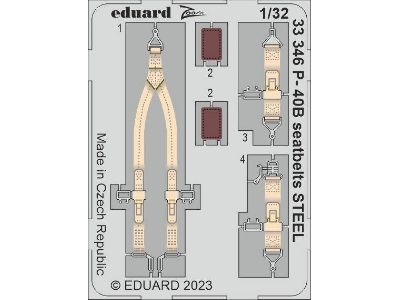 P-40B seatbelts STEEL 1/32 - GREAT WALL HOBBY - zdjęcie 1