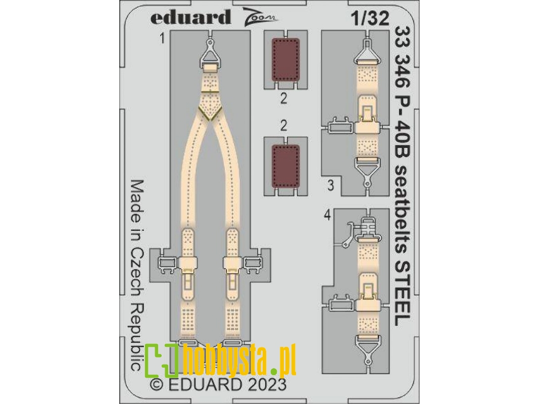 P-40B seatbelts STEEL 1/32 - GREAT WALL HOBBY - zdjęcie 1