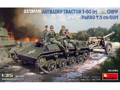 German Artillery Tractor T-60(R) & Crew Towing Pak40 Gun - zdjęcie 1