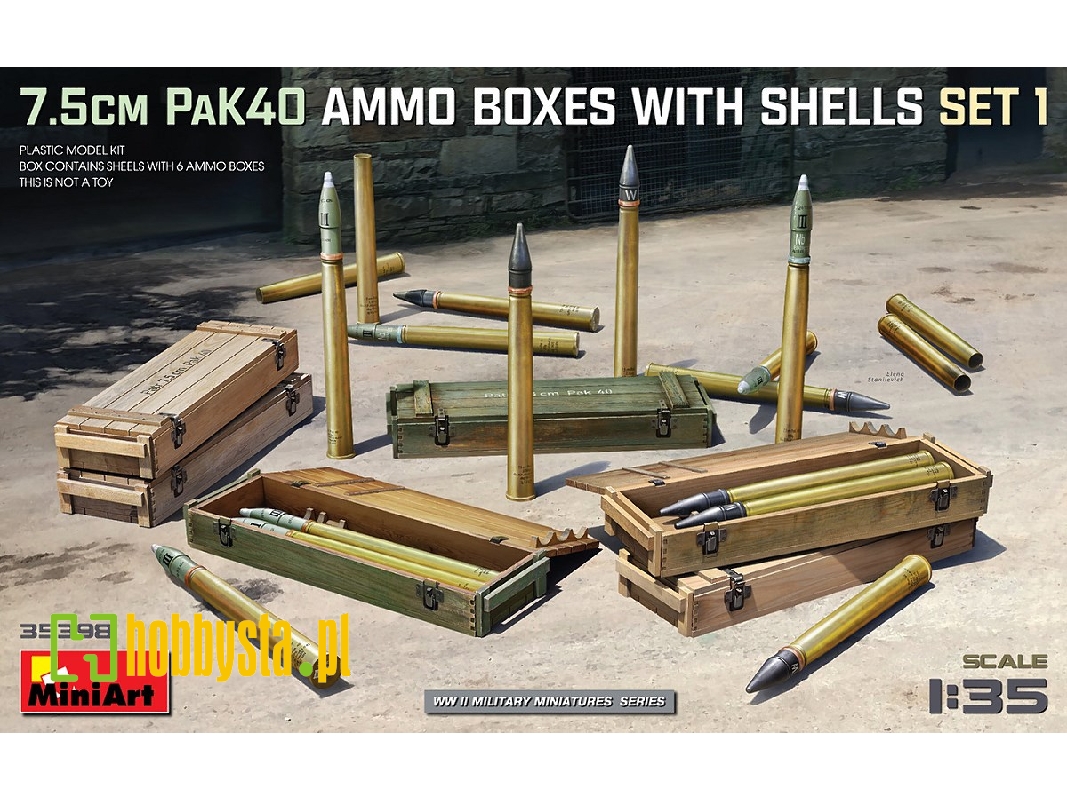 7.5cm Pak40 Ammo Boxes With Shells Set 1 - zdjęcie 1