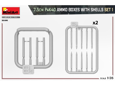 7.5cm Pak40 Ammo Boxes With Shells Set 1 - zdjęcie 3
