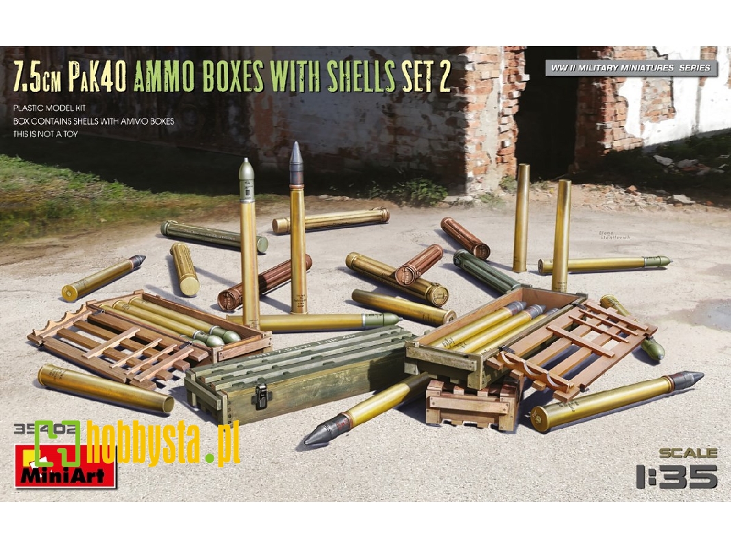 7.5cm Pak40 Ammo Boxes With Shells Set 2 - zdjęcie 1 7.5cm Pak40 Ammo Boxes With Shells Set 2 - zdjęcie 1