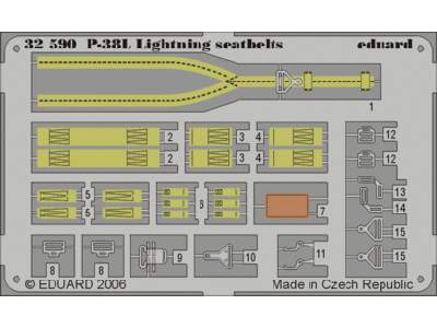  P-38L seatbelts 1/32 - Trumpeter - blaszki - zdjęcie 1