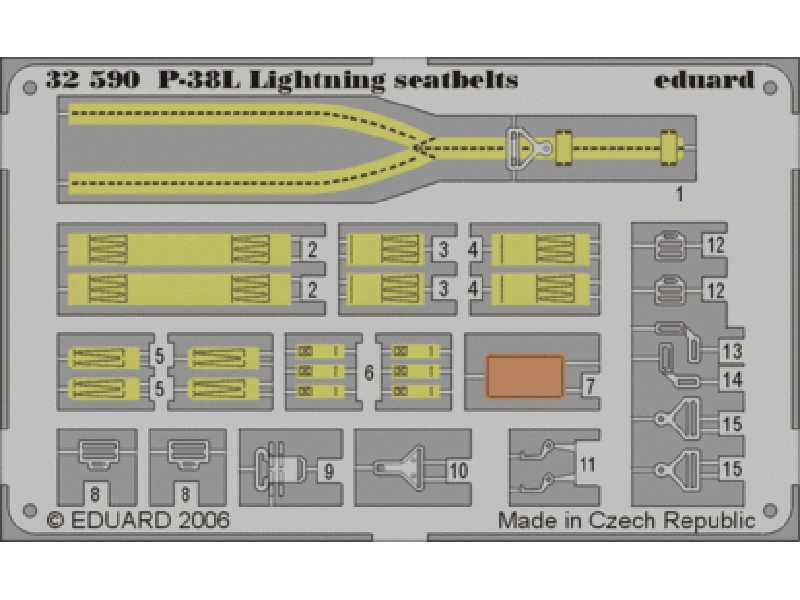 P-38L seatbelts 1/32 - Trumpeter - blaszki - zdjęcie 1 P-38L seatbelts 1/32 - Trumpeter - blaszki - zdjęcie 1