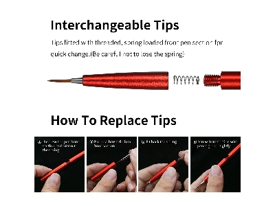 At-fb01 Fine Brush With Replacable Point Tip - Red - zdjęcie 3