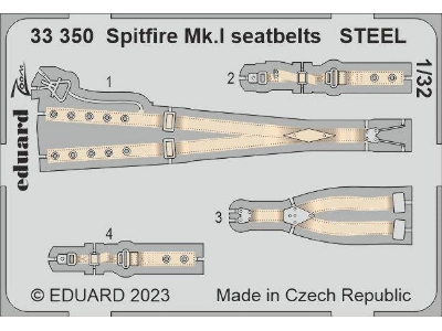 Spitfire Mk. I seatbelts STEEL 1/32 - KOTARE - zdjęcie 1
