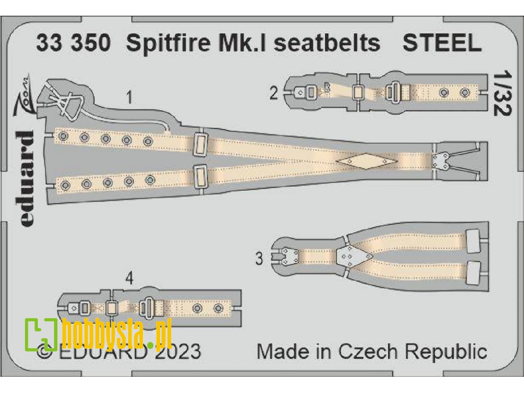 Spitfire Mk. I seatbelts STEEL 1/32 - KOTARE - zdjęcie 1 Spitfire Mk. I seatbelts STEEL 1/32 - KOTARE - zdjęcie 1