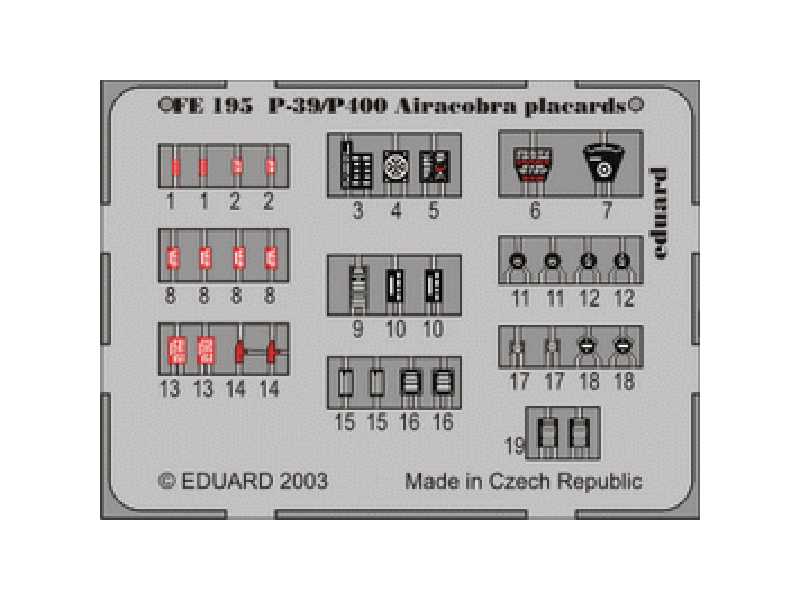 P-39/ P-400 placards 1/48 - blaszki - zdjęcie 1 P-39/ P-400 placards 1/48 - blaszki - zdjęcie 1