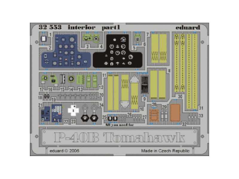 P-40B interior 1/32 - Trumpeter - blaszki - zdjęcie 1 P-40B interior 1/32 - Trumpeter - blaszki - zdjęcie 1