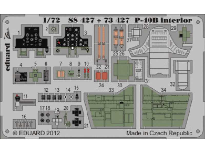  P-40B interior S. A. 1/72 - Airfix - blaszki - zdjęcie 1