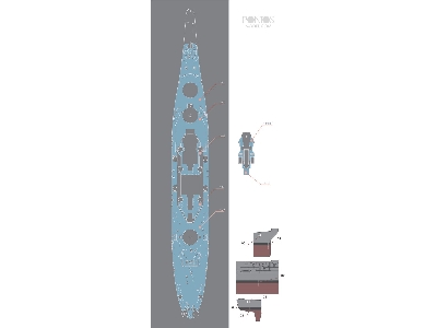 Uss Missouri Bb-63 Wooden Deck Set Blue Deck (For Tamiya) - zdjęcie 5