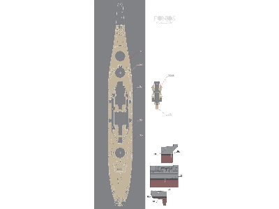 Uss Missouri Bb-63 Wooden Deck Set (Natural Tone) (For Tamiya) - zdjęcie 2