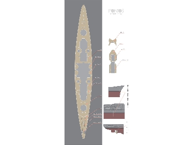 German Battleship Scharnhorst Wooden Deck Set Type 1 (For Dragon) - zdjęcie 2