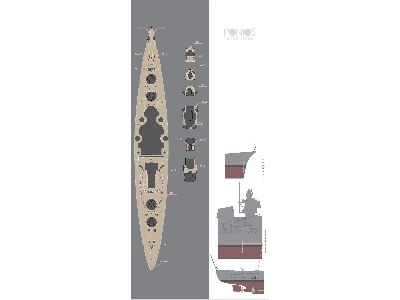 German Battleship Bismarck Wooden Deck Set Type R (For Revell) - zdjęcie 2